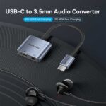 5 mm femmina - USB-C femmina - Power Delivery 60 W - Cavo da 10 cm - Alluminio - Colore grigio