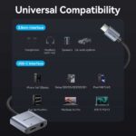 Vention Adattatore audio DAC - USB-C maschio - Jack da 3,5 mm femmina - USB-C femmina - Power Delivery 60 W - Cavo da 10 cm - Alluminio - Colore grigio - immagine 3