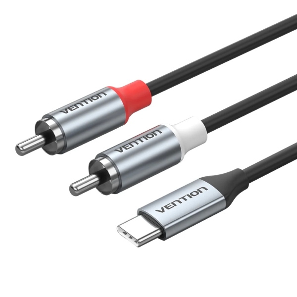 Cavo audio DAC Vention - Lunghezza 1 m - 2xRCA - USB-C - Rivestimento in TPE - Alloggiamento in alluminio - Colore grigio Cavo audio DAC Vention - Lunghezza 1 m - 2xRCA - USB-C - Rivestimento in TPE - Alloggiamento in alluminio - Colore grigio