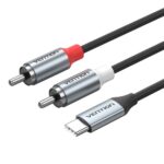 Cavo audio DAC Vention - Lunghezza 2 m - 2xRCA - USB-C - Rivestimento in TPE - Involucro in alluminio - Colore grigio