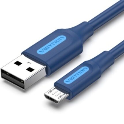Cavo USB 2.0 Vention - Potenza massima 60W - Lunghezza 1 m - USB-A - Micro-USB - Velocità fino a 480 Mbps - Rivestimento in PVC - Colore blu