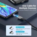 Cavo USB 2.0 Vention - Lunghezza 50 cm - USB-A - USB-C e Micro-USB intercambiabili - Velocità fino a 480 Mbps - Rivestimento in nylon intrecciato - Colore grigio - immagine 5