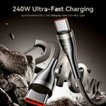 Cavo USB-C Vention - Potenza fino a 240 W - Lunghezza 2 m - Rivestimento in nylon intrecciato - Velocità fino a 480 Mbps - Chip E-Marker - Colore nero - immagine 2