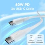 Cavo USB-C Vention - Potenza fino a 60 W - Lunghezza 1 m - Rivestimento in PVC - Velocità fino a 480 Mbps - Colore bianco - immagine 2