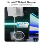 Cavo USB-C Vention - Potenza fino a 60 W - Lunghezza 1 m - Rivestimento in PVC - Velocità fino a 480 Mbps - Colore bianco - immagine 3