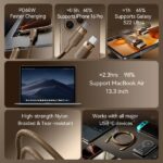 Cavo USB-C Vention - Potenza fino a 60 W - Lunghezza 2 m - Involucro in alluminio - Velocità fino a 480 Mbps - Rivestimento in nylon intrecciato - Colore dorato - immagine 3