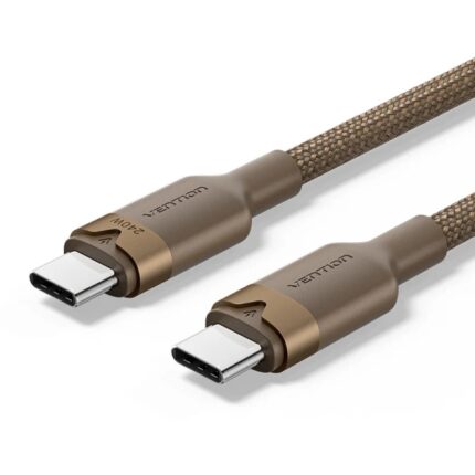 Cavo USB-C Vention - Potenza fino a 240 W - Lunghezza 1 m - Rivestimento in nylon intrecciato - Velocità fino a 480 Mbps - Colore dorato