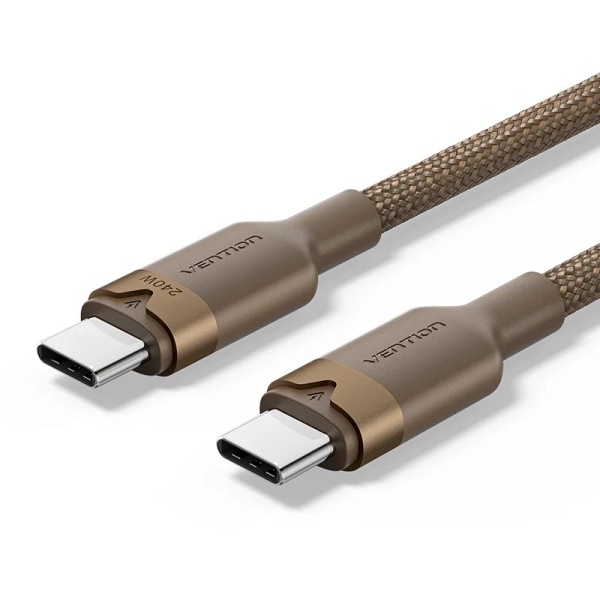 Cavo USB-C Vention - Potenza fino a 240 W - Lunghezza 1 m - Rivestimento in nylon intrecciato - Velocità fino a 480 Mbps - Colore dorato
