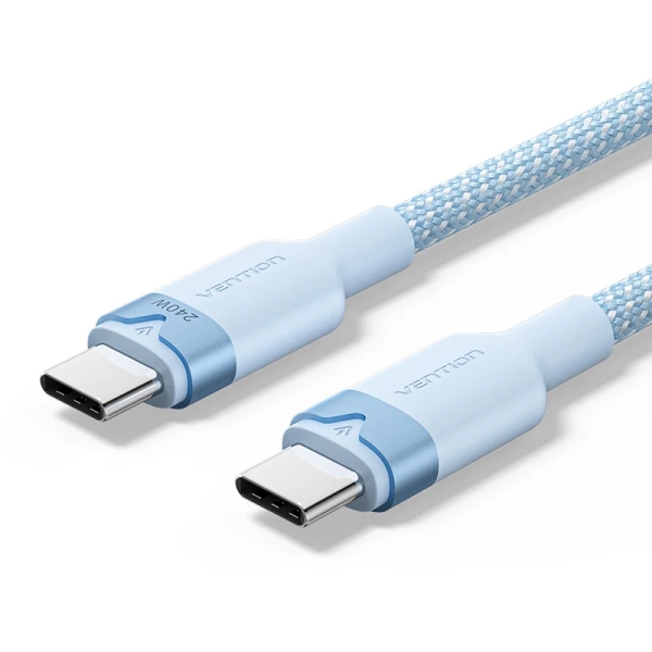 Cavo USB-C Vention - Potenza fino a 240 W - Lunghezza 1 m - Rivestimento in nylon intrecciato - Velocità fino a 480 Mbps - Colore blu Cavo USB-C Vention - Potenza fino a 240 W - Lunghezza 1 m - Rivestimento in nylon intrecciato - Velocità fino a 480 Mbps - Colore blu