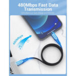 Cavo Vention da Lightning a USB-C - Potenza fino a 27W - Lunghezza 1,5 m - Trasferimenti fino a 480 Mbps - Protezione multistrato - Certificazione MFI - Colore grigio - immagine 3