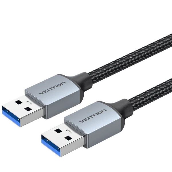 Cavo USB-A 3.0 Vention - Lunghezza 1 m - Velocità fino a 5 Gbps - Rivestimento intrecciato in cotone - Colore grigio