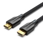 Cavo HDMI 2.1 Vention - Risoluzione 8K - eARC - Lunghezza 3 m - Connettori placcati in oro - HDR dinamico - Frequenza di aggiornamento variabile - Rivestimento intrecciato in cotone e PVC - Colore nero