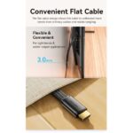 Cavo HDMI 2.1 piatto Vention - Risoluzione 8K - eARC - Lunghezza 2 m - Connettori placcati in oro - HDR dinamico - Frequenza di aggiornamento variabile - Guaina intrecciata in cotone e PVC - Colore nero - immagine 2