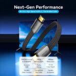 Cavo HDMI 2.1 piatto Vention - Risoluzione 8K - eARC - Lunghezza 2 m - Connettori placcati in oro - HDR dinamico - Frequenza di aggiornamento variabile - Guaina intrecciata in cotone e PVC - Colore nero - immagine 5