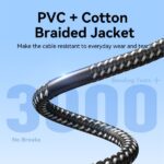 Cavo HDMI 2.0 Vention - Risoluzione 4K - ARC - Lunghezza 0,5 m - Connettori placcati in oro - Rivestimento intrecciato in cotone e PVC - Colore nero - immagine 4