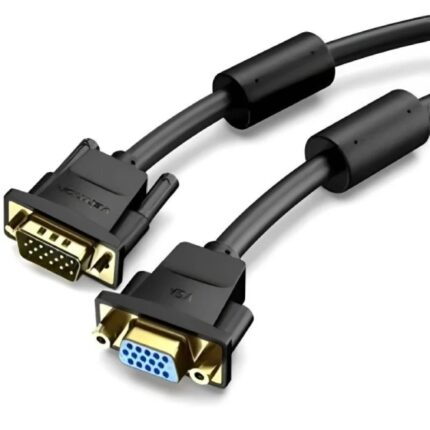 Cavo di prolunga Vention da SVGA maschio a VGA femmina - Lunghezza 3 m - Full HD - 30 AWG - Filtro in ferrite - Connettori placcati in oro - Colore nero