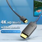 Cavo convertitore Vention da HDMI maschio a Mini DisplayPort maschio - Risoluzione 4K - ARC - Lunghezza 3 m - Connettori placcati in oro - Rivestimento in PVC - Colore nero - immagine 5