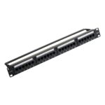 Pannello patch Vention a 24 porte RJ45 - Cat.6 UTP - Terminali placcati in oro - Compatibile con rack 19" 1U - Acciaio e ABS - 483x44