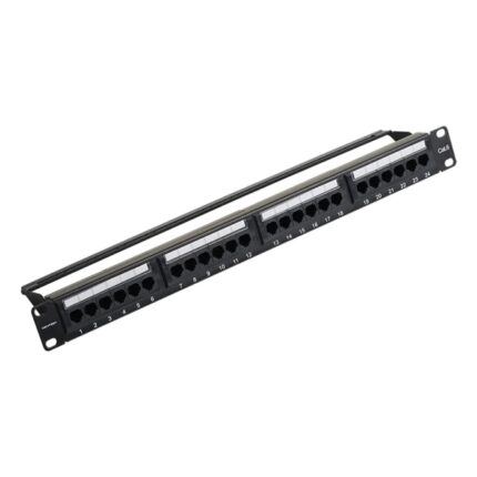 Pannello patch Vention a 24 porte RJ45 - Cat.6 UTP - Terminali placcati in oro - Compatibile con rack 19" 1U - Acciaio e ABS - 483x44