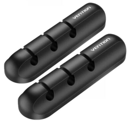Vention Confezione da 2 Organizzatori per cavi -  3 porte - Silicone - Colore nero
