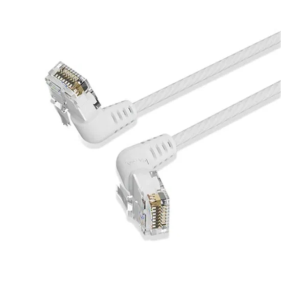 Cavo di rete Vention Cat.6a UTP angolato - Slim - Lunghezza 3 m - Velocità fino a 10 Gbps - 32 AWG - Rivestimento in PVC - Testina girevole a 360º - Colore bianco