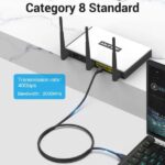 Cavo di rete Vention Cat.8 SFTP - Lunghezza 1,5 m - Velocità fino a 40 Gbps - 30 AWG - Rivestimento in PVC - Schermatura multistrato - Connettori placcati in oro - Colore nero - immagine 4