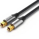 Cavo in fibra ottica Vention - Lunghezza 15 m - Audio Dolby - Connettori placcati in oro - Rivestimento intrecciato in nylon - Anima TORAY - Colore grigio