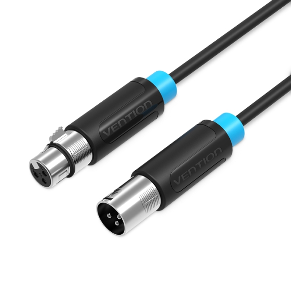 Cavo di prolunga audio Vention - Lunghezza 1 m - XLR maschio - XLR femmina - Schermatura multistrato - Colore nero