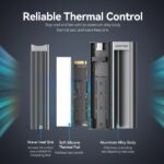 Vention Custodia esterna SSD M.2 NVMe - Dissipatore di calore - USB 3.1 - Velocità fino a 10 Gbps - Alluminio - Modalità di sospensione automatica - Colore grigio - immagine 3
