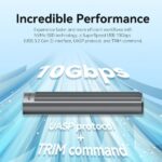 Vention Custodia esterna SSD M.2 NVMe - Dissipatore di calore - USB 3.1 - Velocità fino a 10 Gbps - Alluminio - Modalità di sospensione automatica - Colore grigio - immagine 4