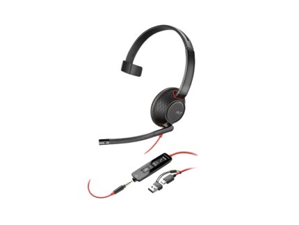 HP Poly Blackwire 5210 Cuffia monoaurale con microfono - Cancellazione del rumore - Archetto metallico imbottito - Cuscinetti in pelle sintetica - Comandi sul cavo