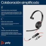 HP Poly Blackwire 5210 Cuffia monoaurale con microfono - Cancellazione del rumore - Archetto metallico imbottito - Cuscinetti in pelle sintetica - Comandi sul cavo - immagine 3