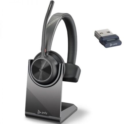 HP Poly Voyager 4310 Cuffia monoaurale con microfono e base di ricarica - Bluetooth 5.2 - Dongle USB-A - Colore nero