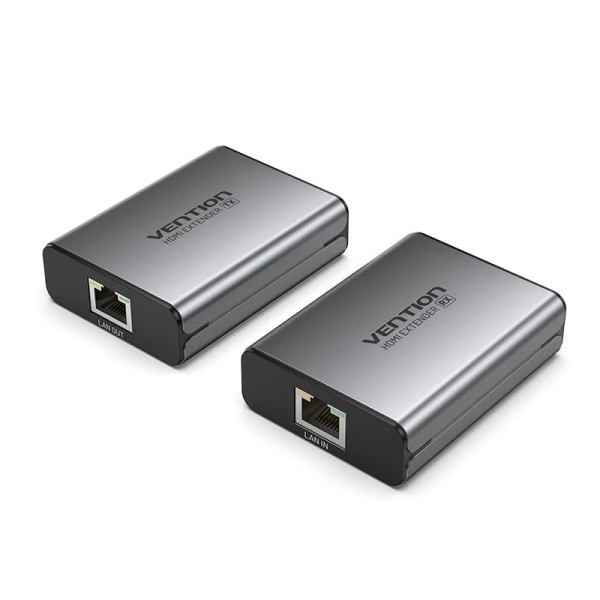 Vention Prolunga HDMI via cavo di rete RJ45 - Portata fino a 60 m - Full HD - Alluminio e ABS - Plug and Play - Colore Grigio Vention Prolunga HDMI via cavo di rete RJ45 - Portata fino a 60 m - Full HD - Alluminio e ABS - Plug and Play - Colore Grigio