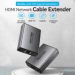 Vention Prolunga HDMI via cavo di rete RJ45 - Portata fino a 60 m - Full HD - Alluminio e ABS - Plug and Play - Colore Grigio - immagine 2