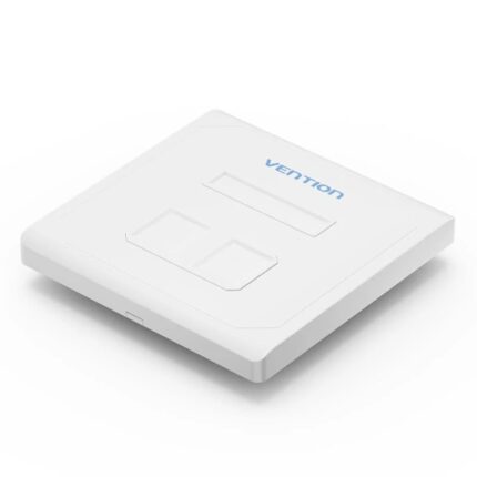 Vention Piastra a muro con 2 prese RJ45 - Compatibile con scatole da incasso tipo 86 - ABS resistente all'invecchiamento - 86x86x8mm - Colore bianco