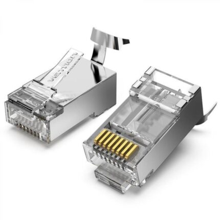 Vention Confezione da 10 connettori RJ45 - Cat.7 FTP - Contatti placcati in oro - Formato trasparente - Colore argento