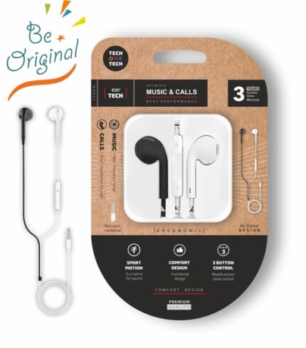 TechOneTech Auricolari intraurali earTECH - Microfono integrato - Mini jack da 3
