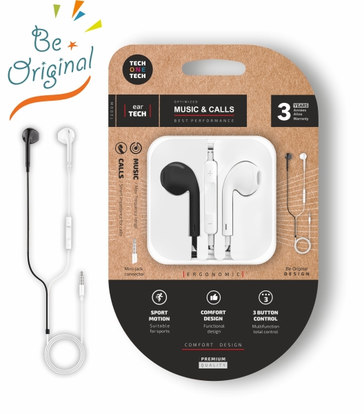 TechOneTech Auricolari intraurali earTECH - Microfono integrato - Mini jack da 3