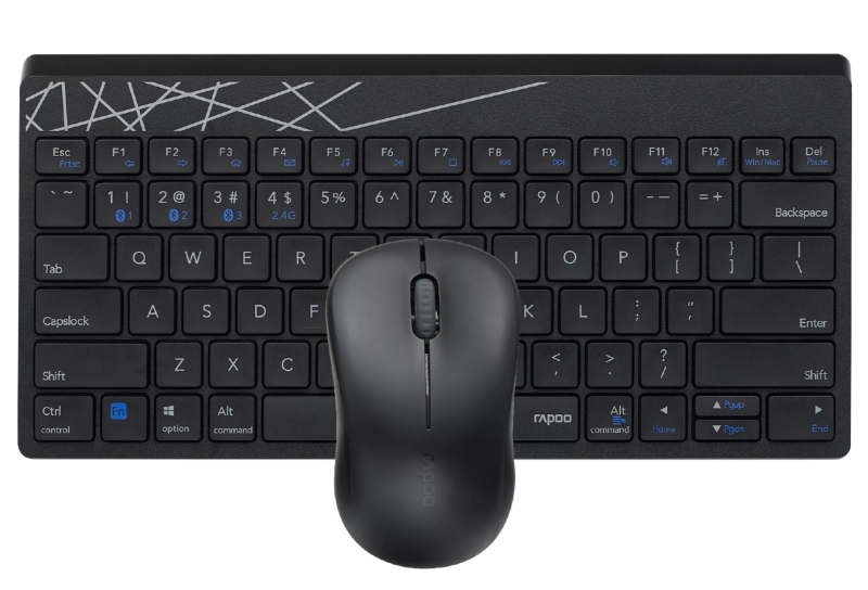 Rapoo 8000M Pacchetto tastiera compatta + mouse wireless - Bluetooth e 2