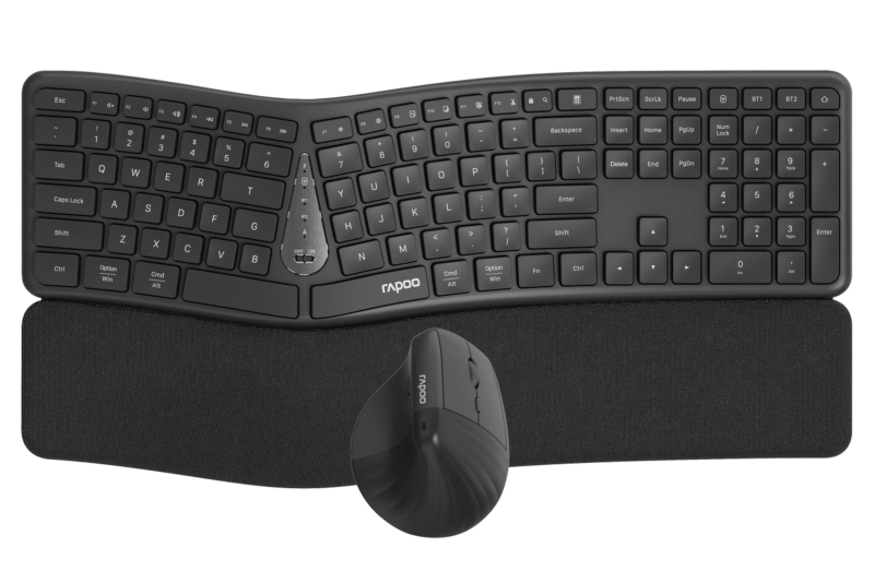 Rapoo 8810ME Set tastiera + mouse wireless - Design ergonomico - Bluetooth e 2 Rapoo 8810ME Set tastiera + mouse wireless - Design ergonomico - Bluetooth e 2