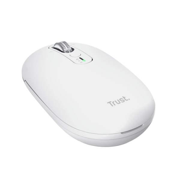 Trust Seron Mouse Wireless - Regolabile fino a 3200 dpi - Bluetooth - Ricaricabile - Clic silenzioso - Ricevitore USB-C - Multipiattaforma - 31x62x111 mm - Colore bianco