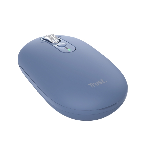 Trust Seron Mouse wireless - Regolabile fino a 3200 dpi - Bluetooth - Ricaricabile - Clic silenzioso - Ricevitore USB-C - Multipiattaforma - 31x62x111 mm - Colore blu