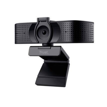 Trust Teza Webcam 4K Ultra HD - Cavo da 2 m - Microfono integrato - Bilanciamento del bianco automatico - Modalità privacy - Adattatore USB-C - Campo visivo di 74 gradi - 50x53x130 mm - Colore nero