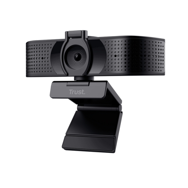 Trust Teza Webcam 4K Ultra HD - Cavo da 2 m - Microfono integrato - Bilanciamento del bianco automatico - Modalità privacy - Adattatore USB-C - Campo visivo di 74 gradi - 50x53x130 mm - Colore nero