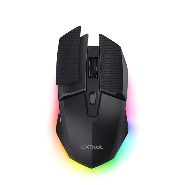 Trust GXT 122 Felox+ Mouse da gioco wireless con 7 pulsanti - Bluetooth - Regolabile fino a 12.000 dpi - Luce LED RGB - Ricaricabile - Cuscinetti antiscivolo - 42x70x131 mm - Colore nero