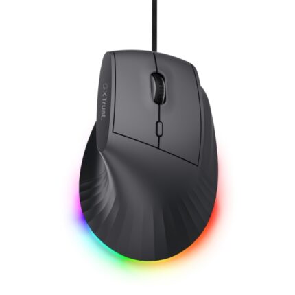 Trust GXT 145 Rexxa Mouse da gioco ergonomico con 10 pulsanti - Regolabile fino a 12.800 dpi - Luce LED RGB - Multidispositivo - 59x79x120 mm - Colore nero