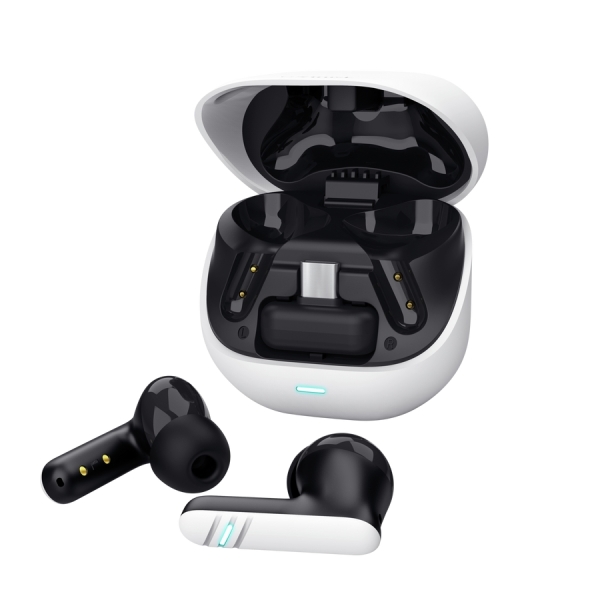 Trust GXT 409 Oxxie Cuffie TWS - Bluetooth - Indicatori LED - Ricevitore USB-C - ABS riciclato - Multipiattaforma - Cancellazione del rumore ENC - 29x56x60 mm - Colore bianco e nero