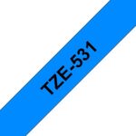 Brother TZe531 Nastro laminato generico per etichette - Testo nero su sfondo blu - Larghezza 12 mm x 8 metri - immagine 2