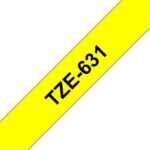 Brother TZe631 Nastro laminato generico per etichette - Testo nero su sfondo giallo - Larghezza 12 mm x 8 metri - immagine 2